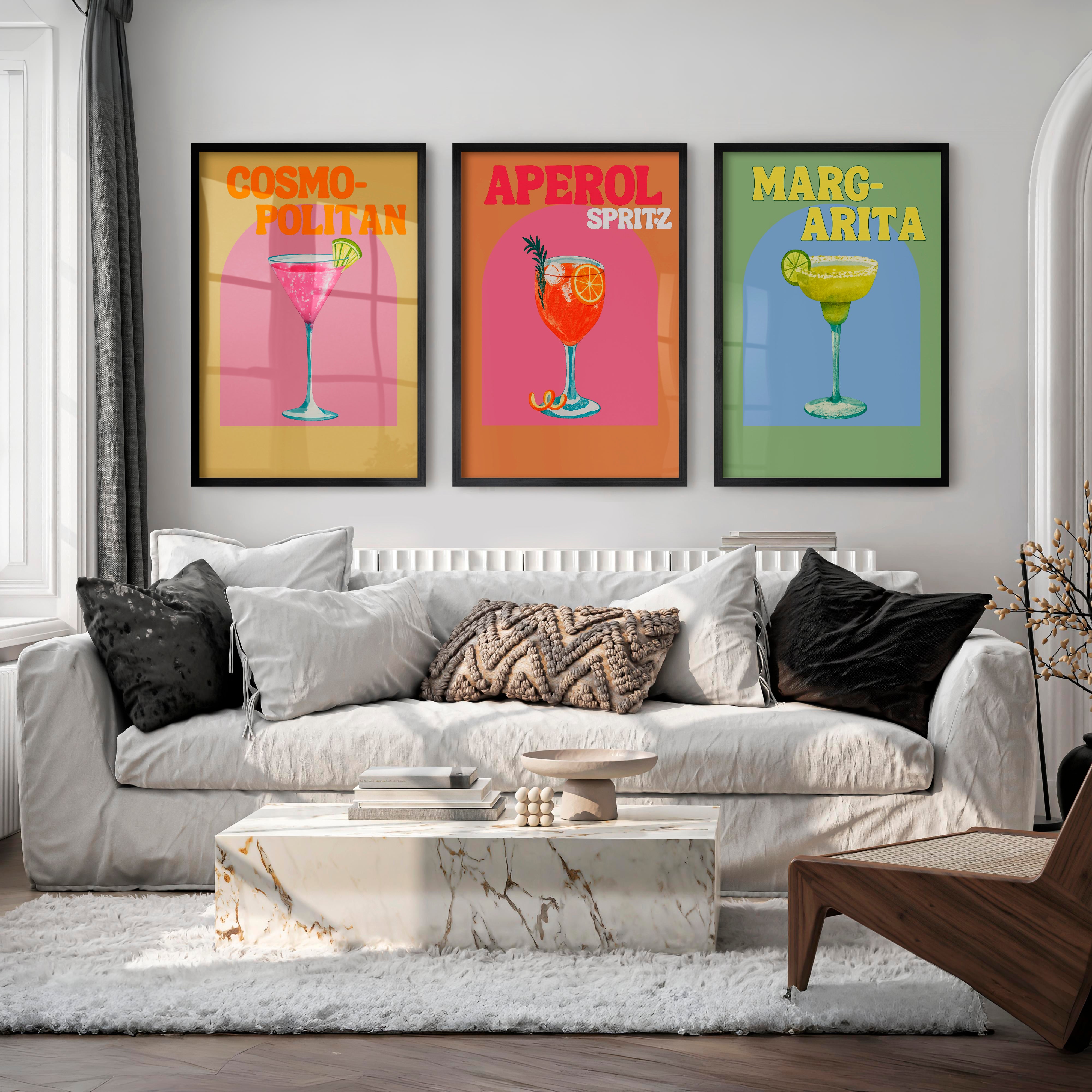 Pastel Cocktail Etsy Retro Wall Art - Black Framed Poster No Border - Artworksets