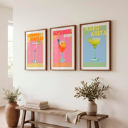 Pastel Cocktail Etsy Retro Wall Art - Dark Brown Framed Poster with White Border - Artworksets