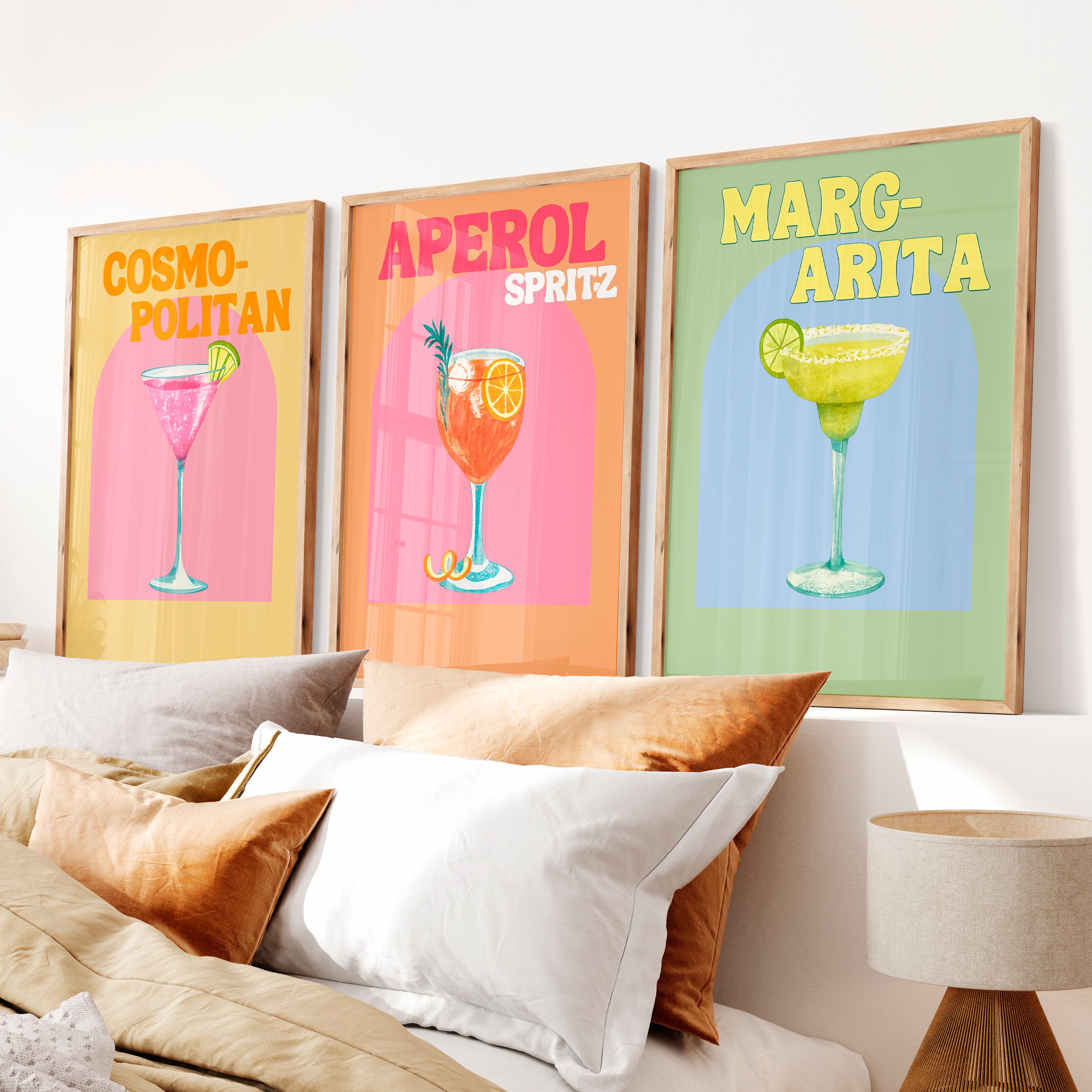 Pastel Cocktail Etsy Retro Wall Art - Natural Wood Framed Poster No Border - Artworksets