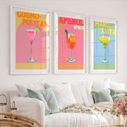 Pastel Cocktail Etsy Retro Wall Art - White Framed Poster with White Border - Artworksets