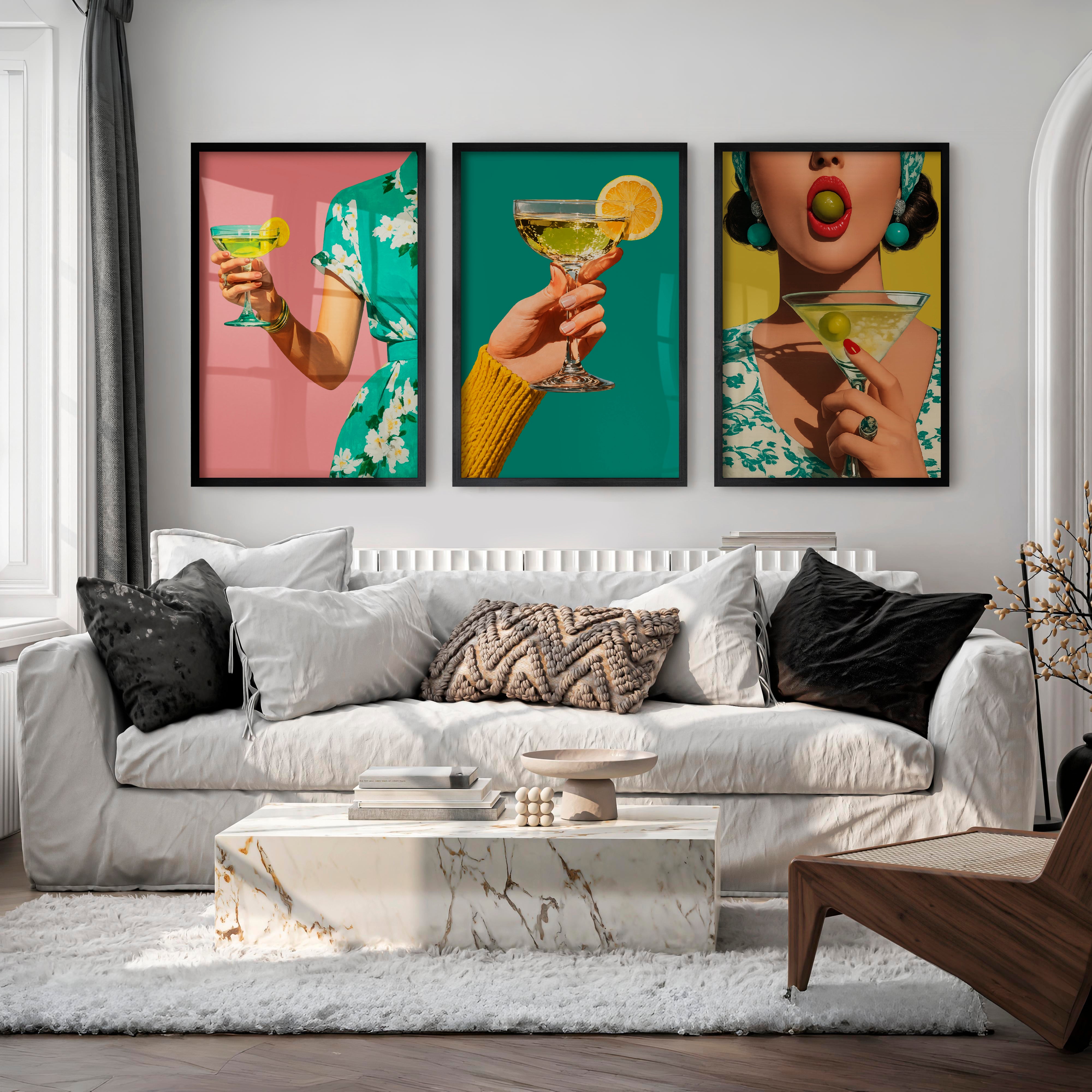 Citrus Martini etsy retro wall art - Black Framed Poster No Border - Artworksets