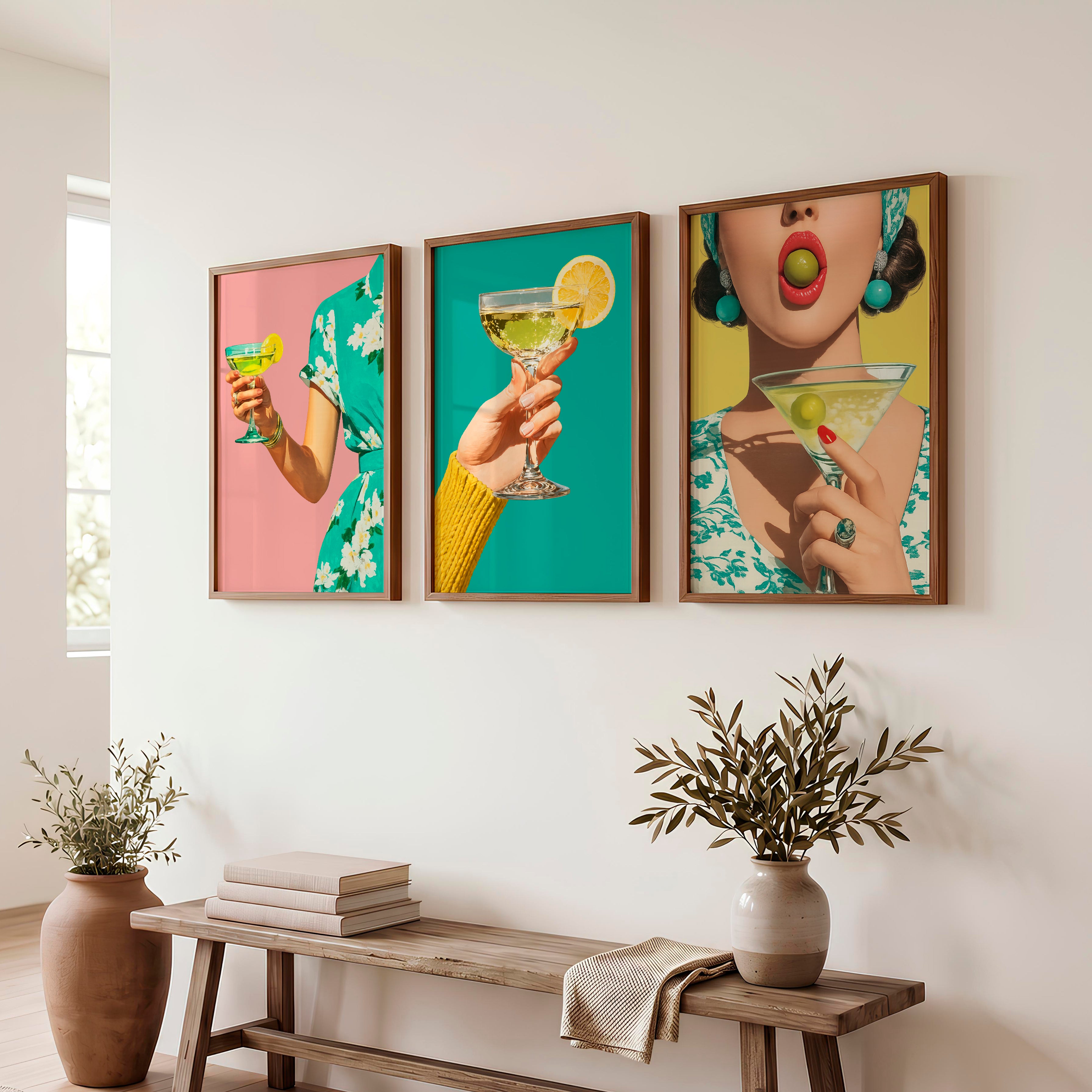 Citrus Martini etsy retro wall art - Dark Brown Framed Poster No Border - Artworksets