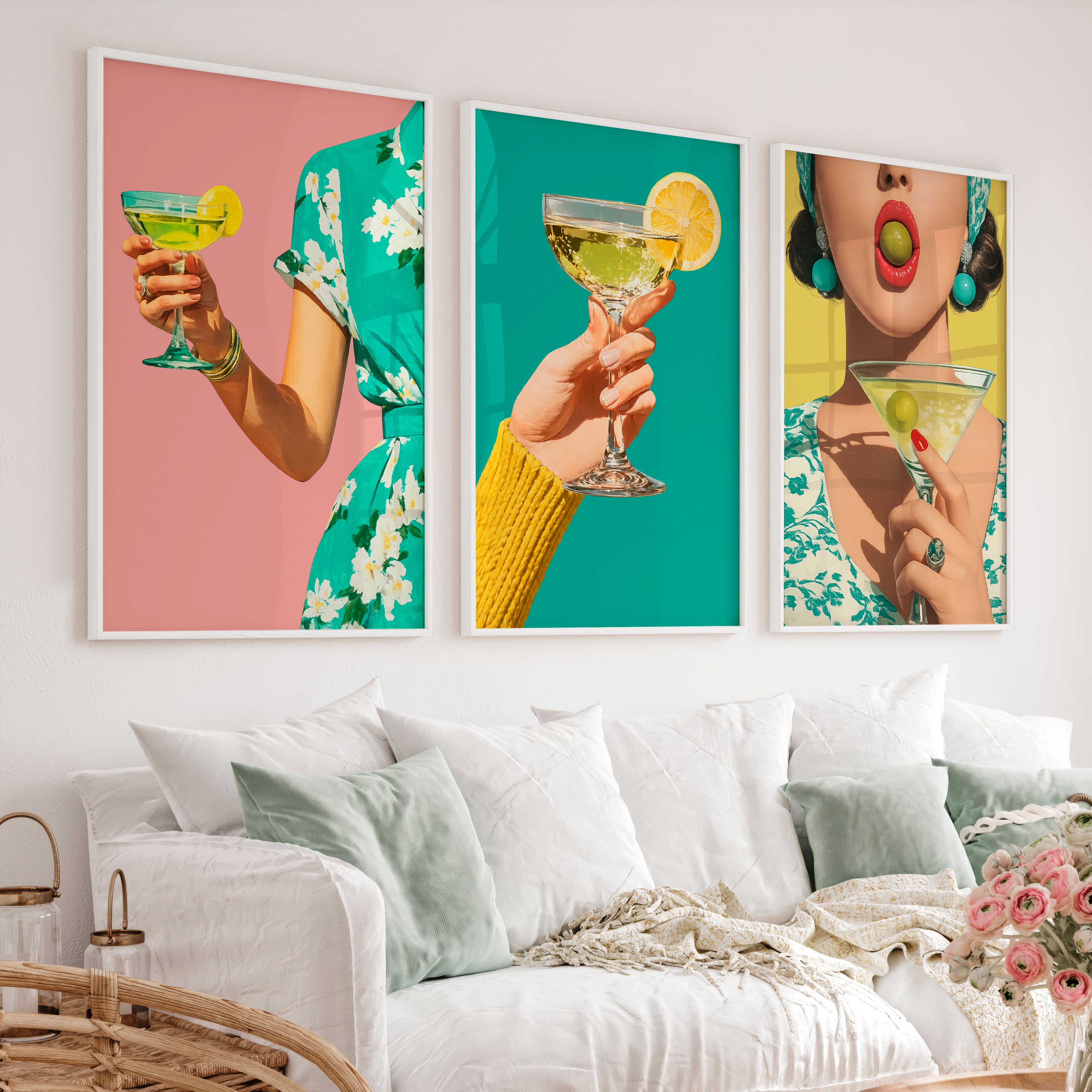 Citrus Martini etsy retro wall art - White Framed Poster No Border - Artworksets