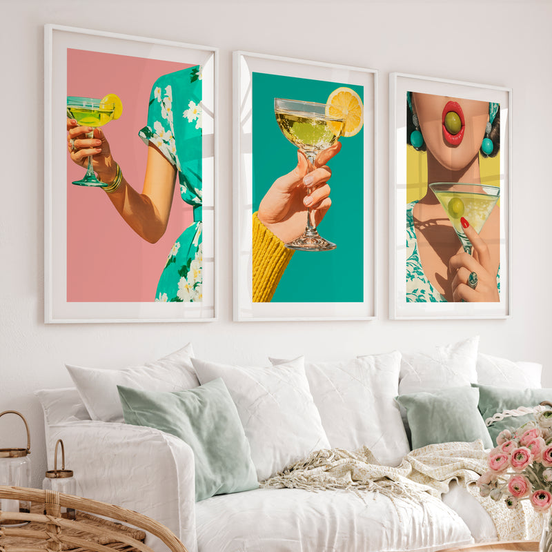 Citrus Martini etsy retro wall art - White Framed Poster with White Border - Artworksets