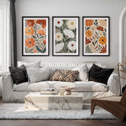 Floral Abstract Wall Art – Colorful Modern Botanical Print - Black Framed Poster with White Border - Artworksets