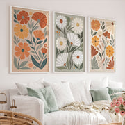 Floral Abstract Wall Art – Colorful Modern Botanical Print - White Framed Poster No Border - Artworksets
