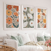 Floral Abstract Wall Art – Colorful Modern Botanical Print - White Framed Poster with White Border - Artworksets