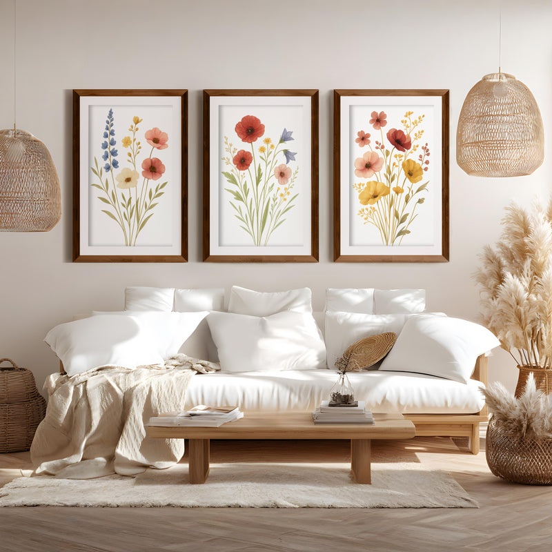 Floral Artwork – Bouquet Flowers Set of 3 Prints


 - Dark Brown Framed Poster with White Border - Artworksets