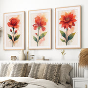 Floral Posters – Red Flowers Watercolor Set of 3
- Natural Wood Framed Poster with White Border - Artworksets