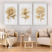 Floral Prints – Pastel Botanical Wall Art Set of 3
 - White Framed Poster No Border - Artworksets