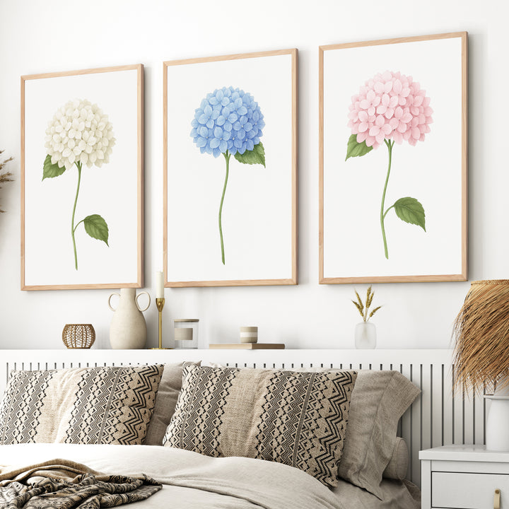 Flower Art for Wall – Watercolor Poster Decor Set of 3
 - Natural Wood Framed Poster No Border - Artworksets