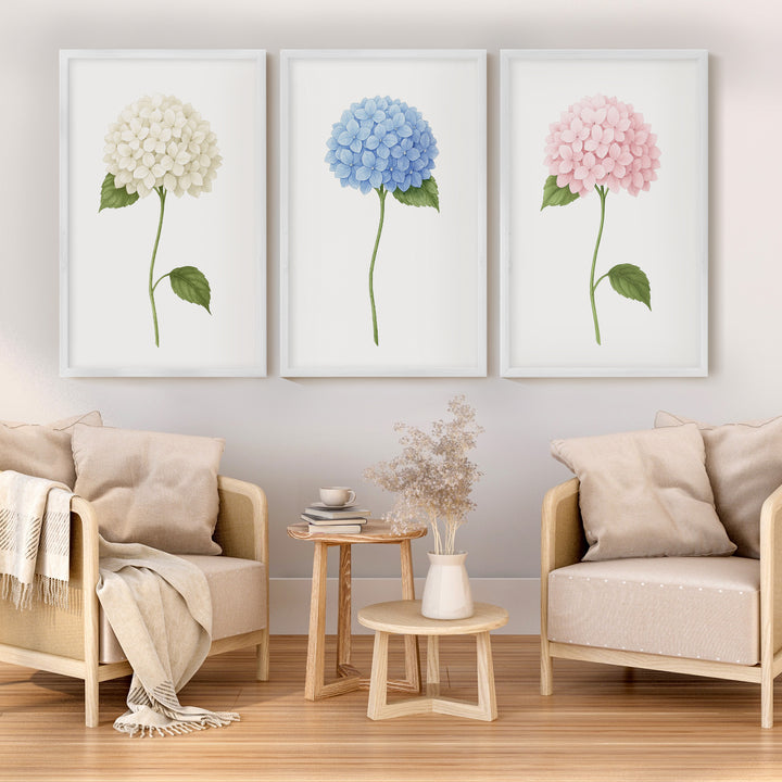 Flower Art for Wall – Watercolor Poster Decor Set of 3
 - White Framed Poster No Border - Artworksets