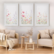 Flower Art Prints – Watercolor Wildflowers Set of 3

 - White Framed Poster with White Border - Artworksets