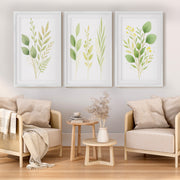 Flower Art Wall – Green Leaves Botanical Set of 3

 - White Framed Poster with White Border - Artworksets