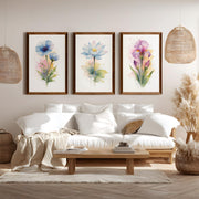 Flower Framed Art – Watercolor Botanical Set of 3

 - Dark Brown Framed Poster No Border - Artworksets