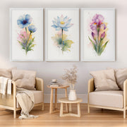 Flower Framed Art – Watercolor Botanical Set of 3

 - White Framed Poster No Border - Artworksets