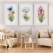 Flower Framed Art – Watercolor Botanical Set of 3

 - White Framed Poster with White Border - Artworksets