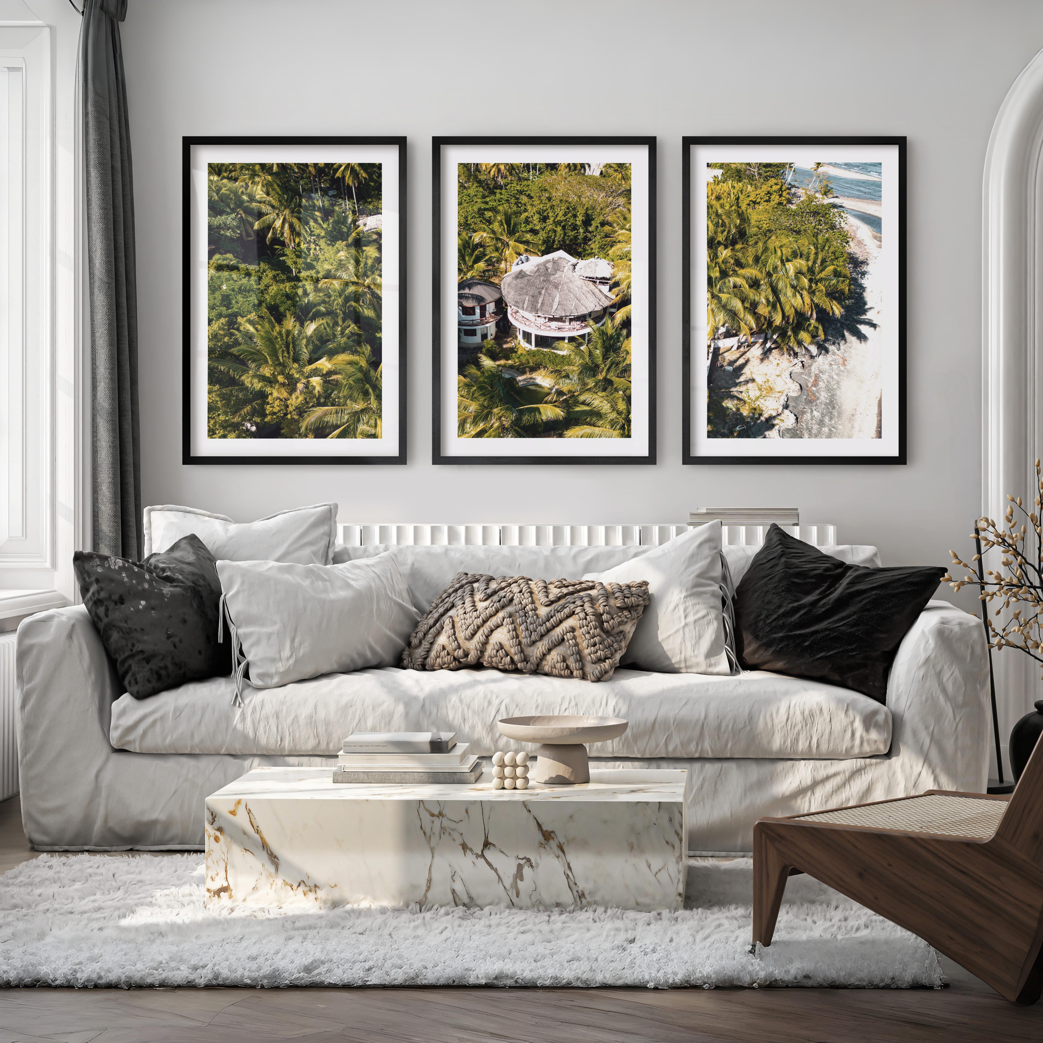 Palm Resort Framed Beach Art - Black Framed Poster with White Border - Artworksets