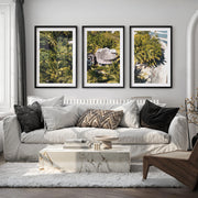 Palm Resort Framed Beach Art - Black Framed Poster with White Border - Artworksets