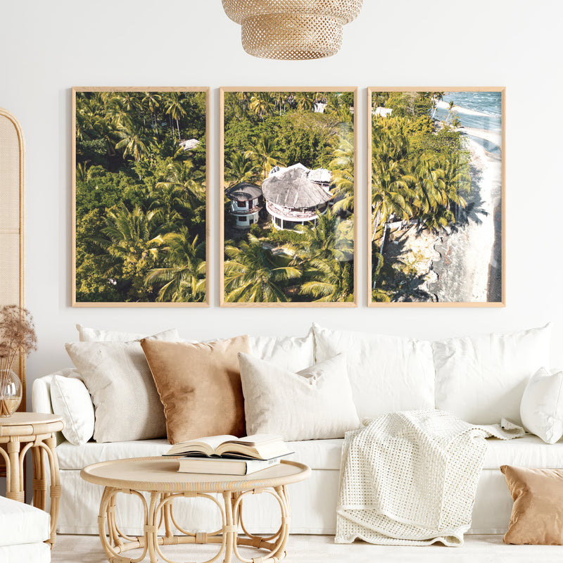 Palm Resort Framed Beach Art - Natural Wood Framed Poster No Border - Artworksets