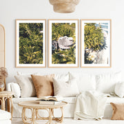 Palm Resort Framed Beach Art- Natural Wood Framed Poster with White Border - Artworksets