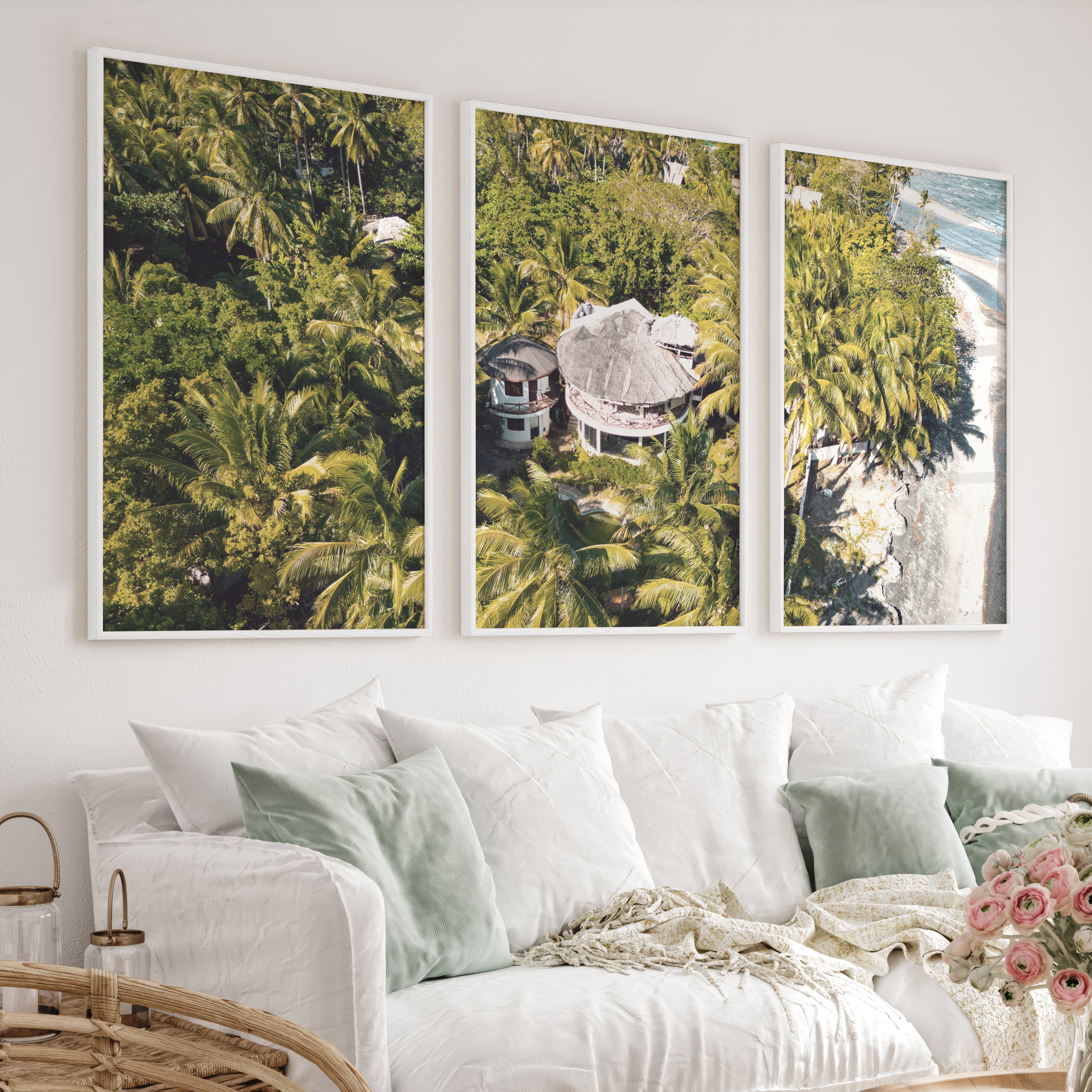 Palm Resort Framed Beach Art - White Framed Poster No Border - Artworksets