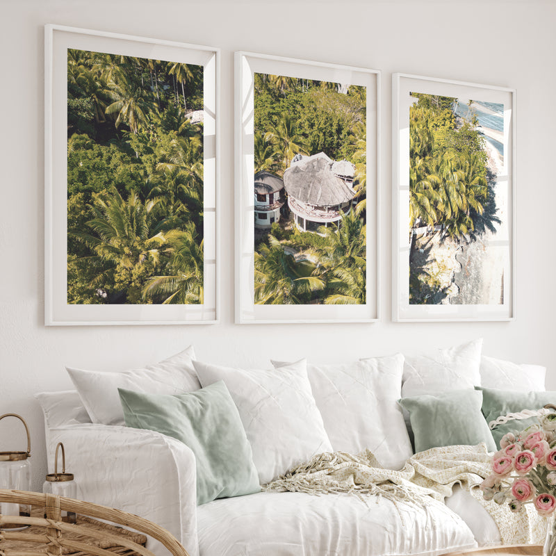 Palm Resort Framed Beach Art - White Framed Poster with White Border - Artworksets