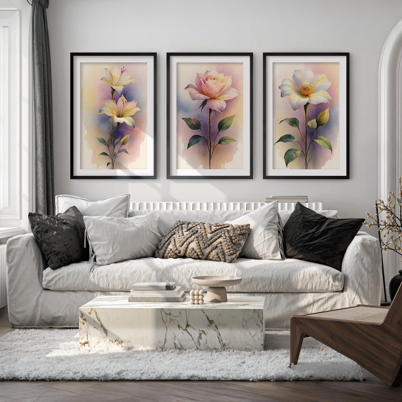 Framed Floral Prints – Watercolor Flowers Set of 3









 - Black Framed Poster with White Border - Artworksets