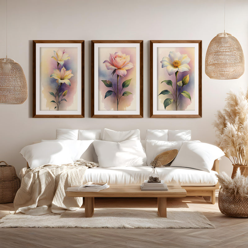 Framed Floral Prints – Watercolor Flowers Set of 3









 - Dark Brown Framed Poster with White Border - Artworksets