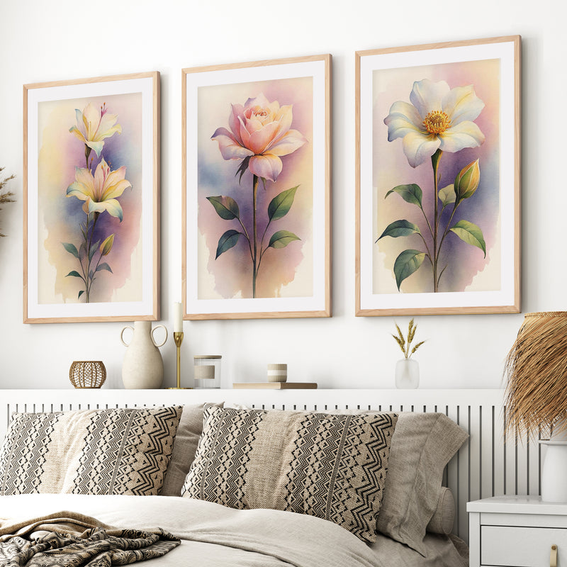 Framed Floral Prints – Watercolor Flowers Set of 3









- Natural Wood Framed Poster with White Border - Artworksets