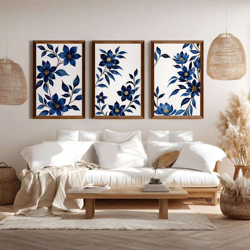 Framed Vintage Floral Prints – Blue Botanical Set of 3

 - Dark Brown Framed Poster No Border - Artworksets