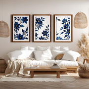 Framed Vintage Floral Prints – Blue Botanical Set of 3

 - Dark Brown Framed Poster with White Border - Artworksets