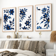 Framed Vintage Floral Prints – Blue Botanical Set of 3

- Natural Wood Framed Poster with White Border - Artworksets