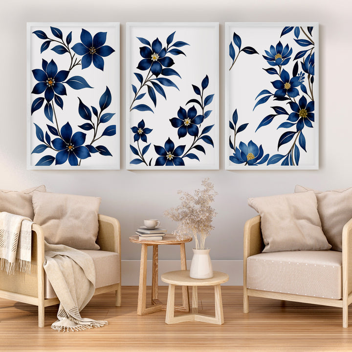 Framed Vintage Floral Prints – Blue Botanical Set of 3

 - White Framed Poster No Border - Artworksets
