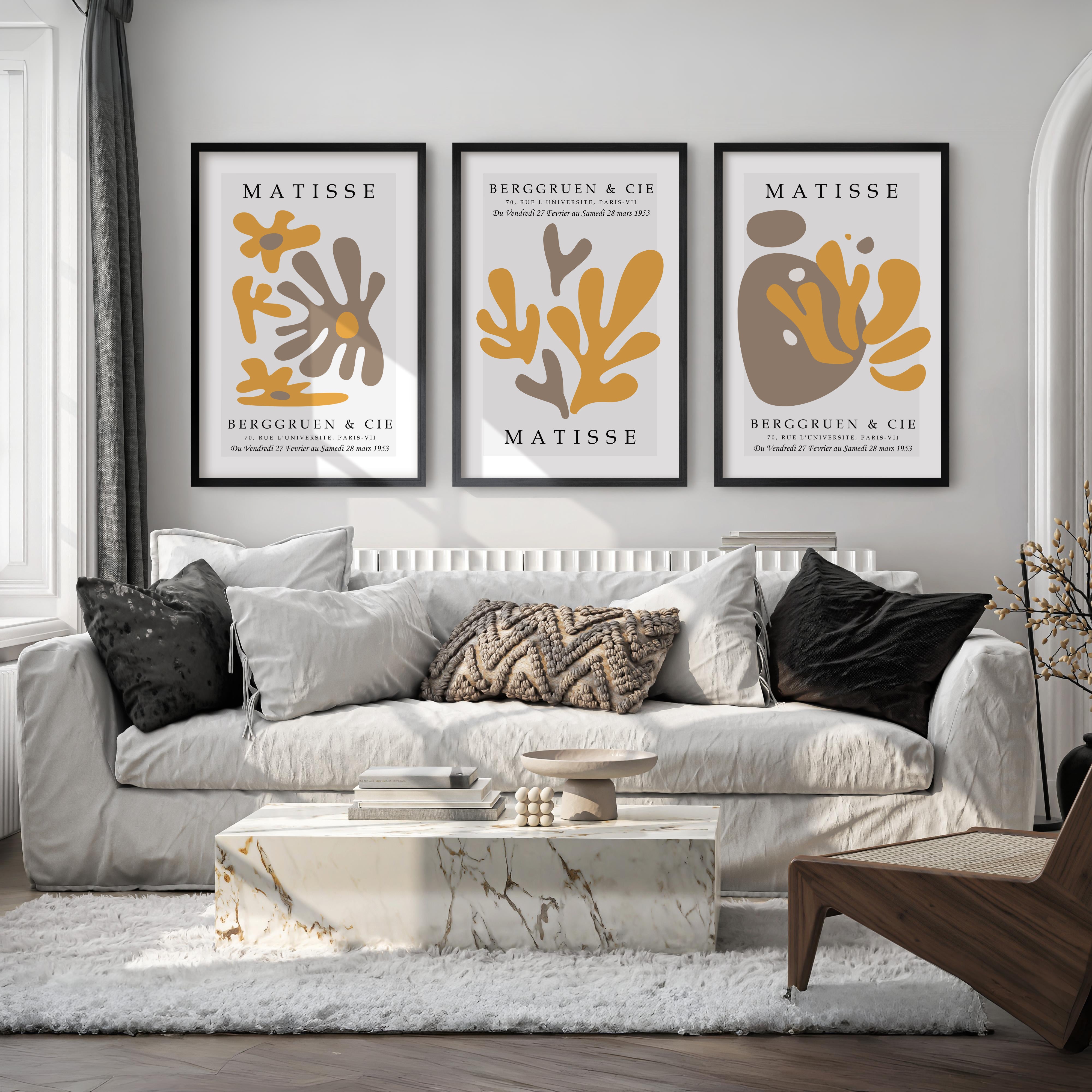 Henri Matisse Art Prints – Modern Abstract Wall Art Set of 3 - Black Framed Poster No Border - Artworksets