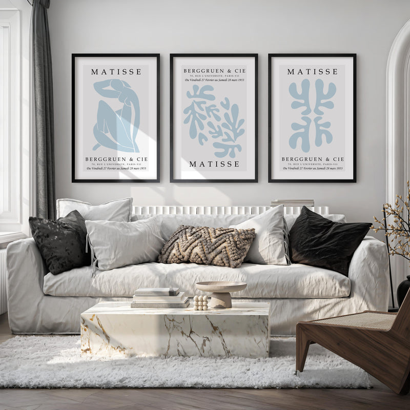 Henri Matisse Prints – Framed Minimalist Wall Art Set of 3 - Black Framed Poster No Border - Artworksets