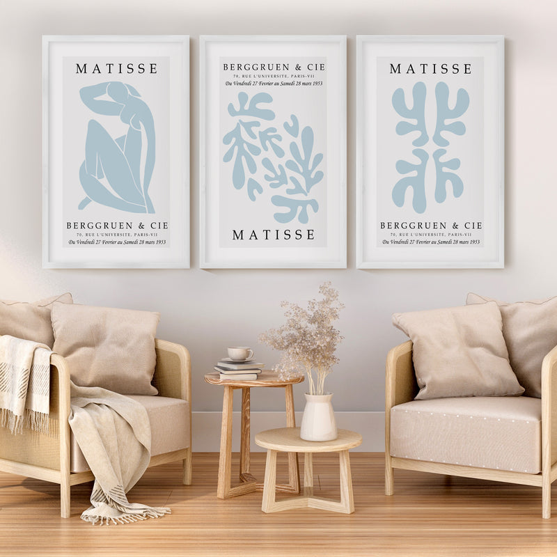 Henri Matisse Prints – Framed Minimalist Wall Art Set of 3 - White Framed Poster No Border - Artworksets