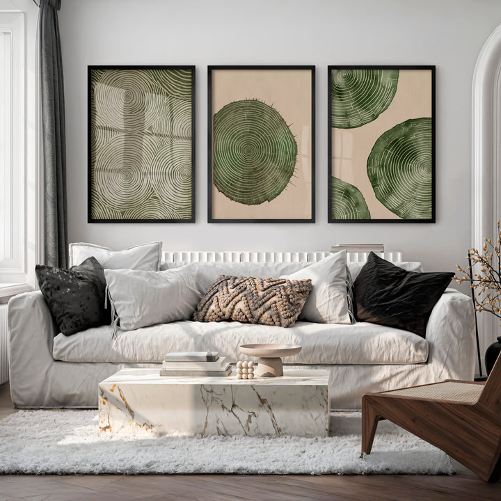 Wood Ring Study for interior design japandi Spaces - Black Framed Poster No Border - Artworksets