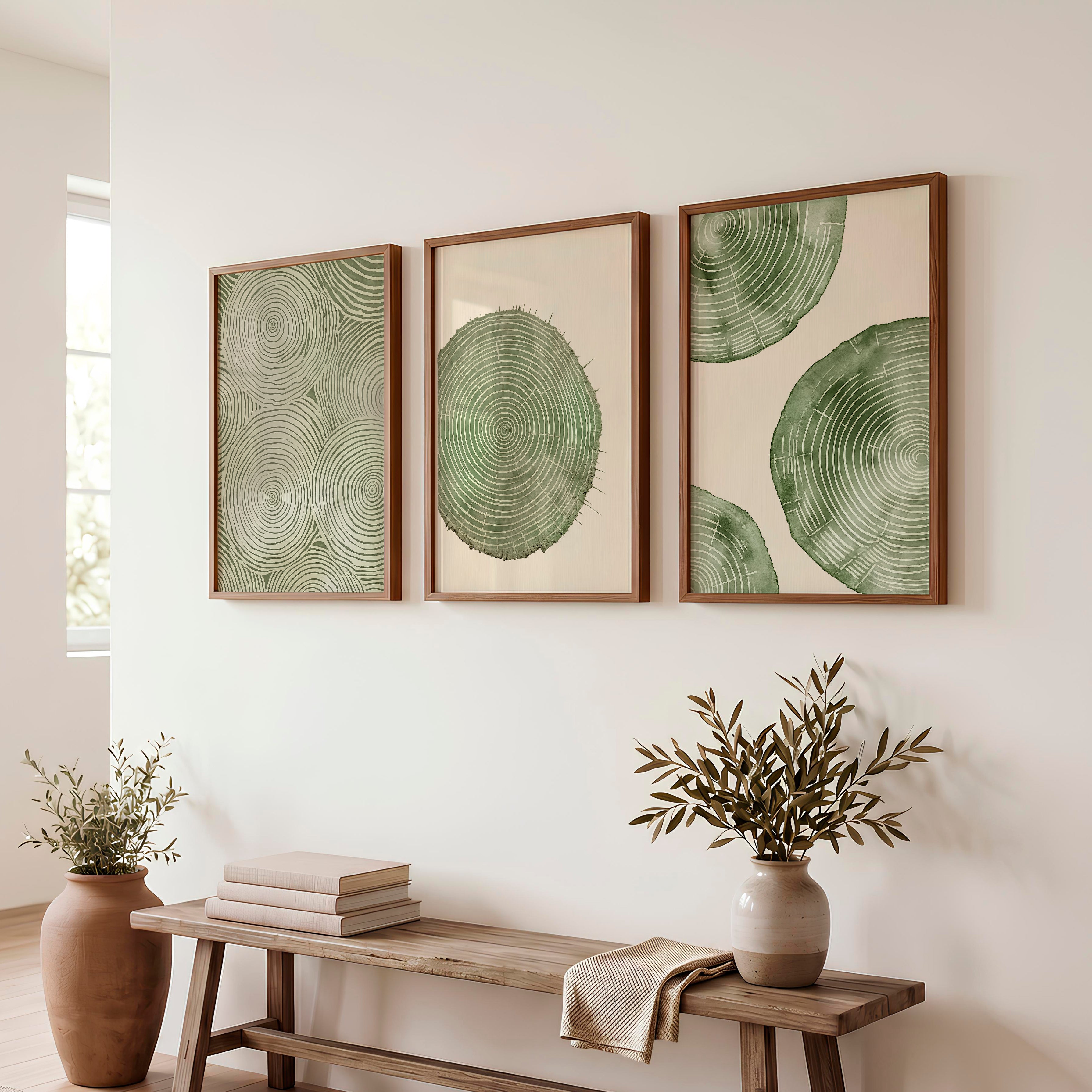 Wood Ring Study for interior design japandi Spaces - Dark Brown Framed Poster No Border - Artworksets