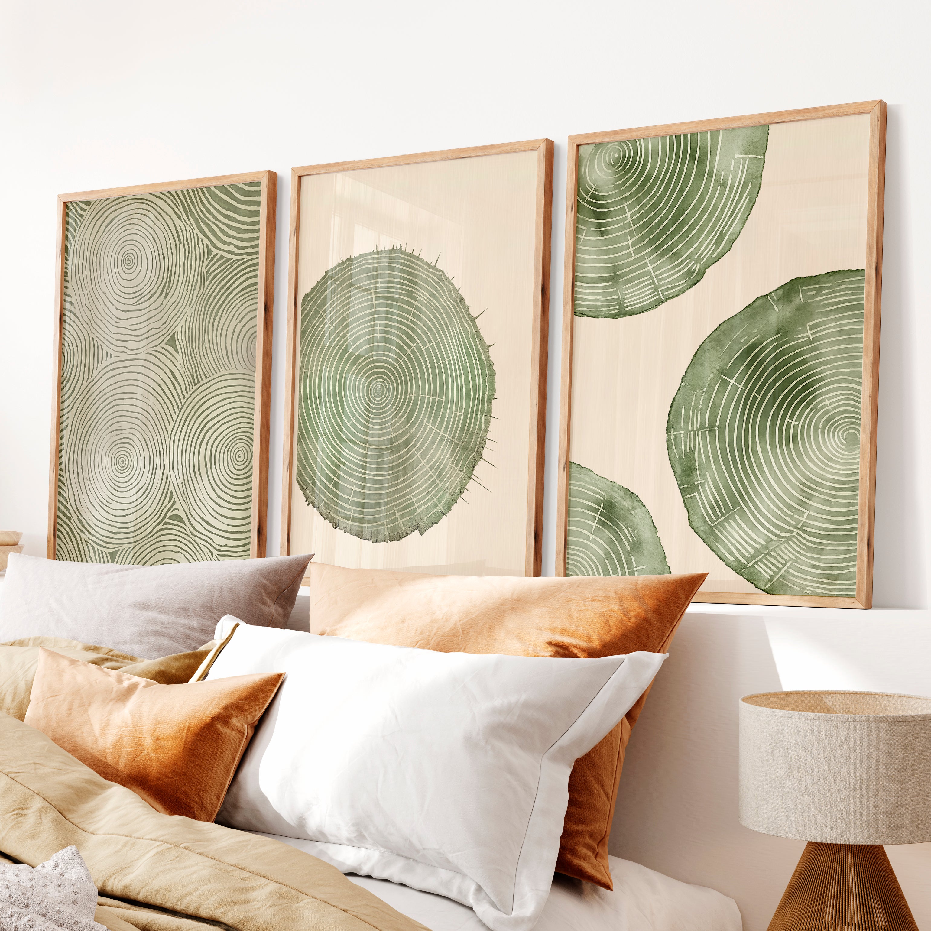 Wood Ring Study for interior design japandi Spaces - Natural Wood Framed Poster No Border - Artworksets
