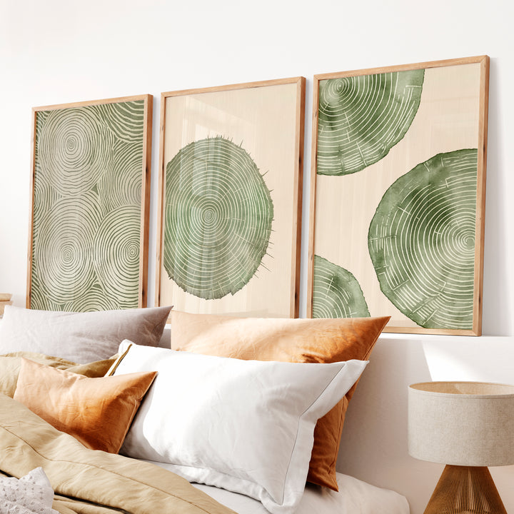 Wood Ring Study for interior design japandi Spaces - Natural Wood Framed Poster No Border - Artworksets