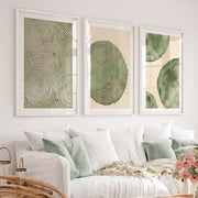 Wood Ring Study for interior design japandi Spaces - White Framed Poster with White Border - Artworksets