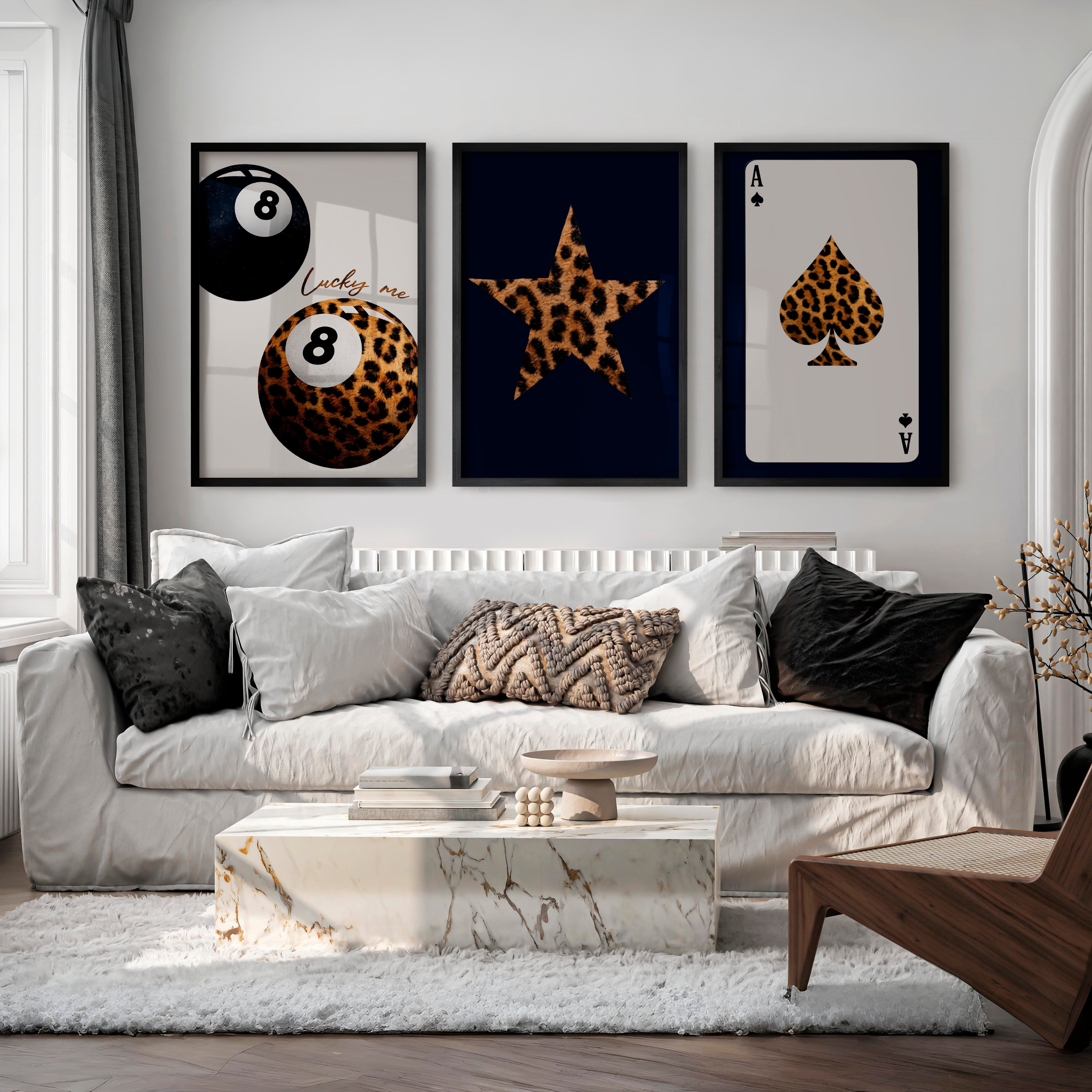 Lucky Eight Ball interior design retro style - Black Framed Poster No Border - Artworksets