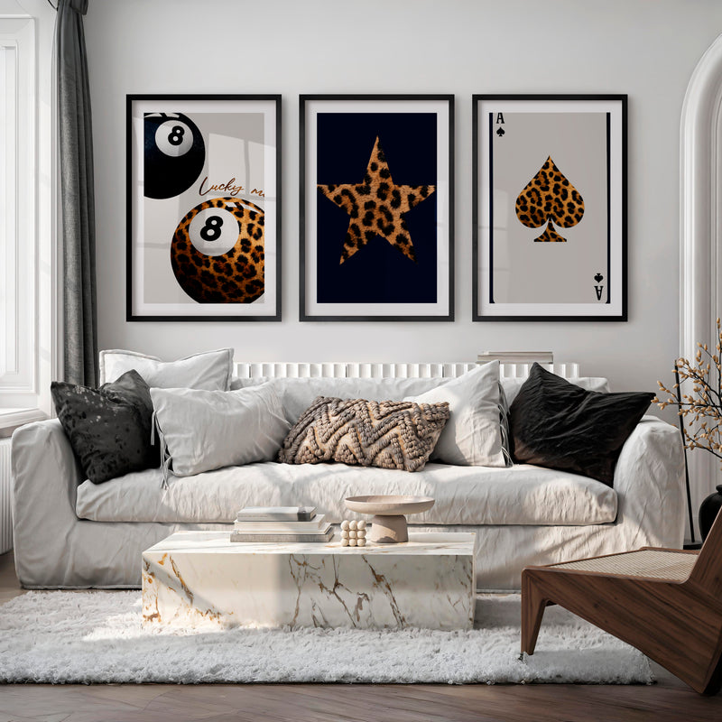 Lucky Eight Ball interior design retro style - Black Framed Poster with White Border - Artworksets