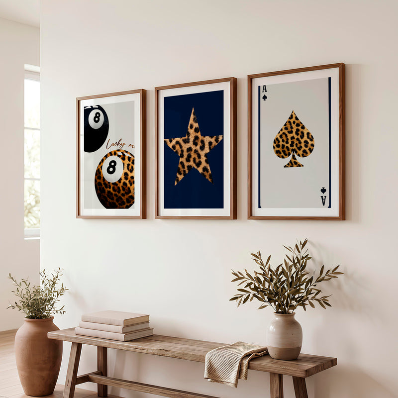 Lucky Eight Ball interior design retro style - Dark Brown Framed Poster with White Border - Artworksets