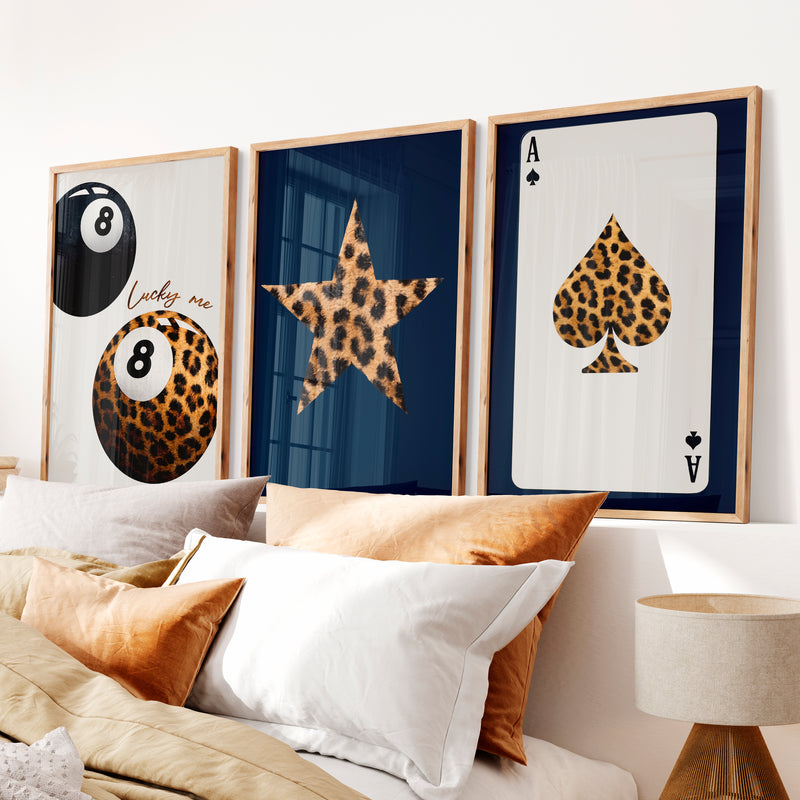Lucky Eight Ball interior design retro style - Natural Wood Framed Poster No Border - Artworksets
