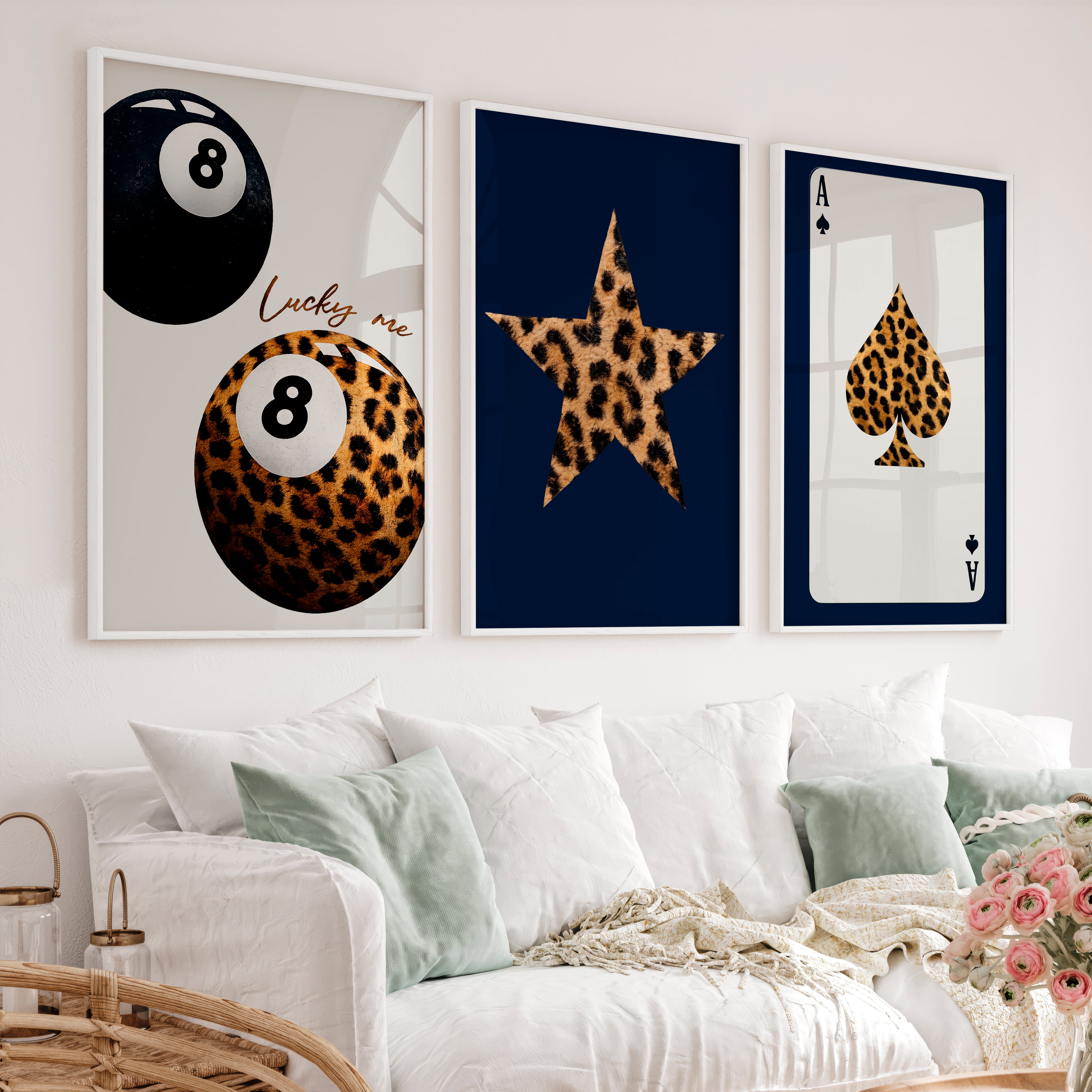 Lucky Eight Ball interior design retro style - White Framed Poster No Border - Artworksets