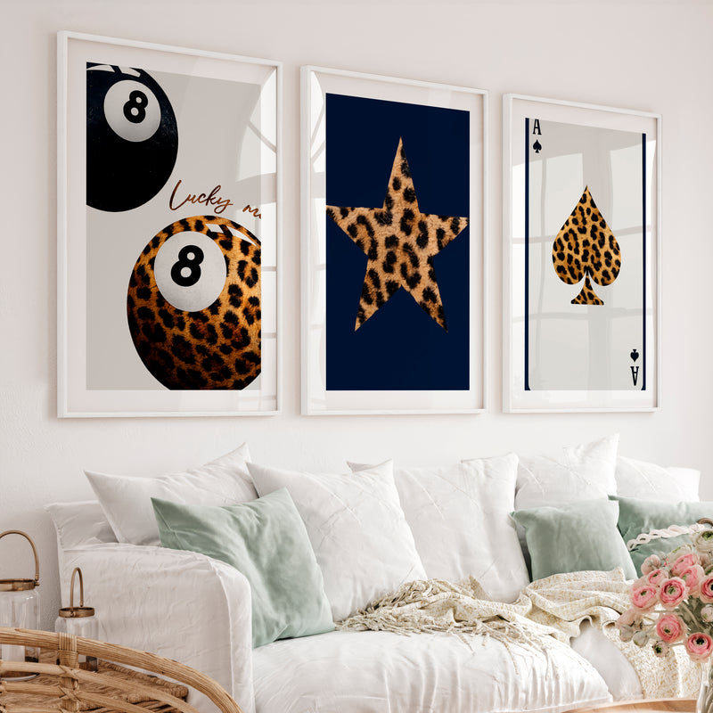 Lucky Eight Ball interior design retro style - White Framed Poster with White Border - Artworksets