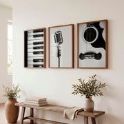 Black and White Music interior design vintage style - Dark Brown Framed Poster No Border - Artworksets