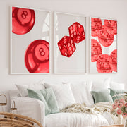 Red Game Night interior retro Prints - White Framed Poster No Border - Artworksets